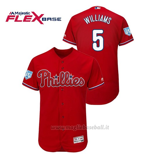 Maglia Baseball Uomo Philadelphia Phillies Nick Williams 2019 Entrenamiento De Primavera Flex Base Rosso